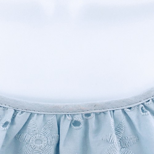 Joie Peasant Top Blue Eyelet Ruffled Balloon Sleeve Cropped Drawstring Hem Sz S - Picture 10 of 10