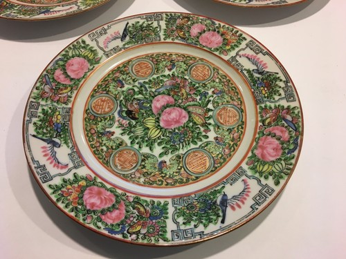 VINTAGE 3 Teller Famille Rose Medaillon MITTAGESSEN MITTAGESSEN SALAT ROSA 8,50" 8 1/2" - Bild 3 von 7