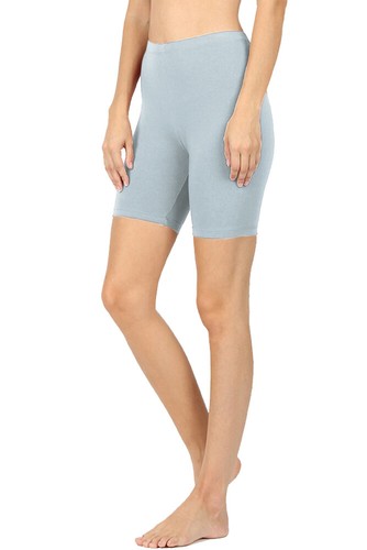 Womens Cotton Spandex Solid Biker Shorts Yoga Mid Thigh Bermuda Leggings - Picture 5 of 79