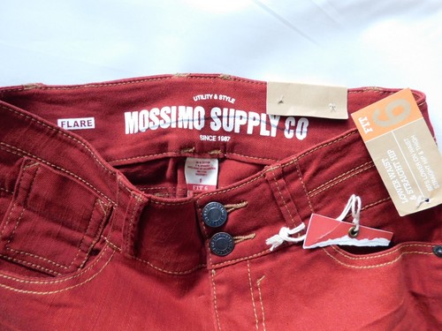 Nuevo Jean Mossimo Supply Co Talla 1 tiro bajo acampanado ajuste 6 cintura ancha color óxido - Imagen 4 de 4