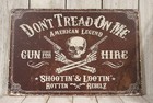 Gadsen Flag Tin Sign Metal Don't Tread on Me Gun Rights Shop Rustic Vintage Look