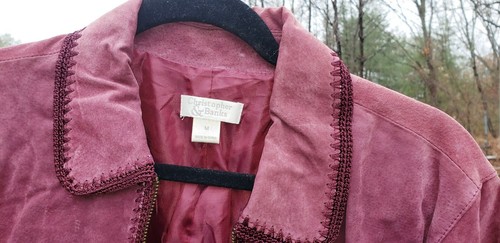 Chaqueta de cuero de arándano Christopher & Banks con borde bordado talla M - Imagen 6 de 12
