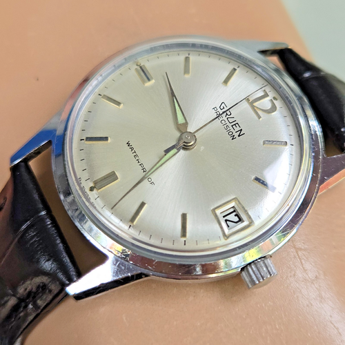 Vintage GRUEN Herren Handaufzug Uhr N510CA DATE Swiss 60er Jahre - Bild 6 von 22