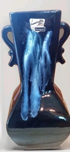 Vintage Royal Haeger Mid Century Modern Black Drip Glaze Vase 11" Handcrafted