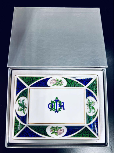CHRISTIAN DIOR Maiglöckchen Rose quadratischer Teller Zubehör Tablett mit Box NEUWERTIG - Bild 1 von 5