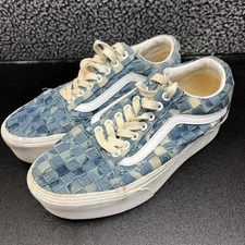 Vans Old Skool Stackform Woven Denim Sneakers Shoes Men 7/Women 8.5 Blue 721356