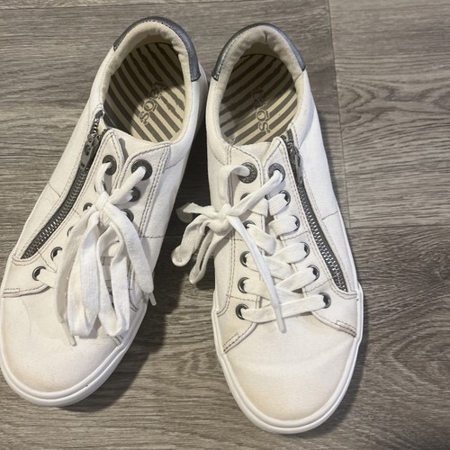 TAOS Women's Z Soul White Canvas Low Top Zip Comfort Sneakers ZSL-1372 Size 8.5 - Picture 3 of 9