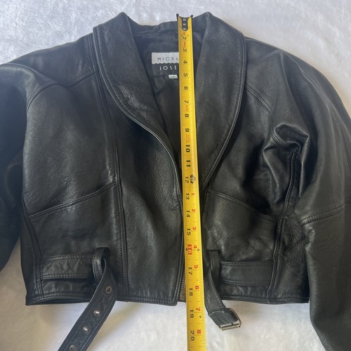Vintage Michael Joseph schwarze Lederjacke Damen Small - Cropped mit Gürtel - Bild 5 von 13