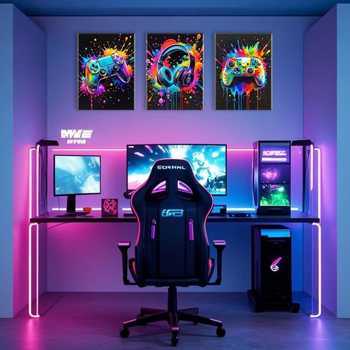 3 Pcs Gaming Room Wall Decor Game Canvas Wall Art Gamer Posters for Boys Room... - Picture 2 of 7
