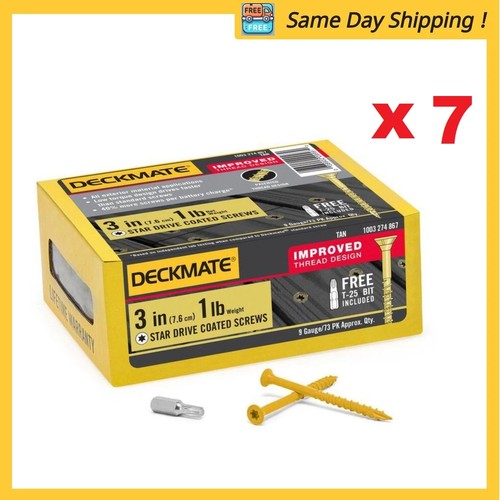 Menge 7 Tan Star Flachkopf Holz Deck Schraube #9 x 3 Zoll (1 lb. / 73 Stück) - Bild 1 von 8