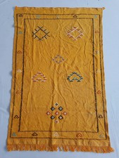 Fine Vintage Traditional Hand Made Oriental Wool Yellow Red Kilim 140x90cm