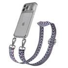 Łańcuszek na telefon komórkowy do Apple iPhone 17 Pro Max etui z opaską boho niebieski / biały - srebrny