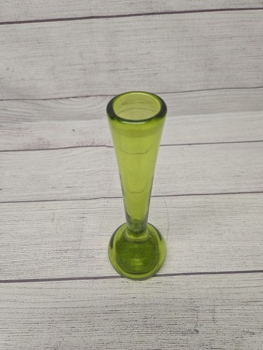Vaso vintage vetro artistico soffiato a mano cassa verde alto 8” x base larga 3” - Foto 2 di 5