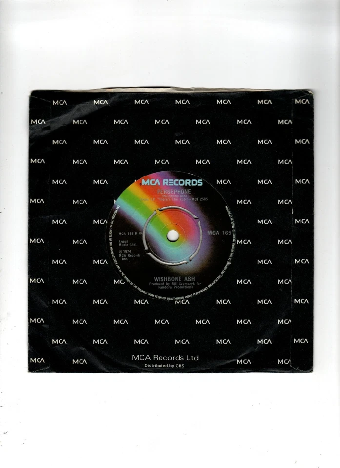 WISHBONE ASH - HOMETOWN / PERSEPHONE. UK 1974 ORIG 7" & CO/SLEEVE. EX - Изображение 2 из 2