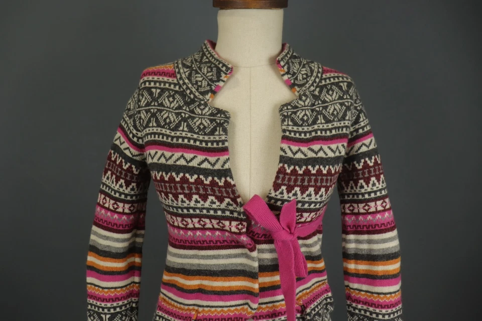 Cardigã Odd Molly multicolorido Fair Isle manga longa entalhe lapela tamanho 0 - Imagem 2 de 4