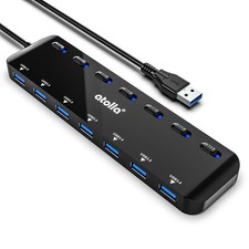 7-Port USB 3.0 Hub Splitter, USB Extender Ultra Slim Data USB Hub with Indivi...