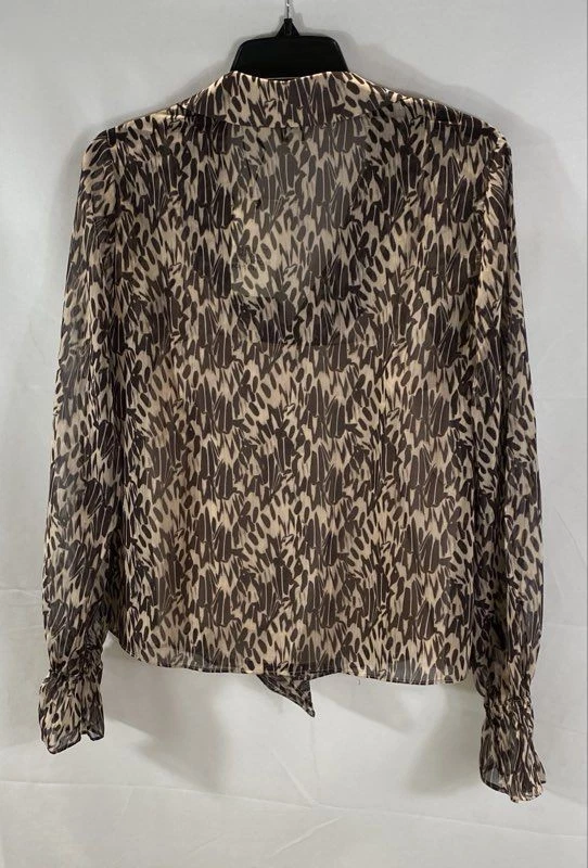 Blusa Ted Baker feminina marrom abstrata babado tamanho 2 - Imagem 2 de 4