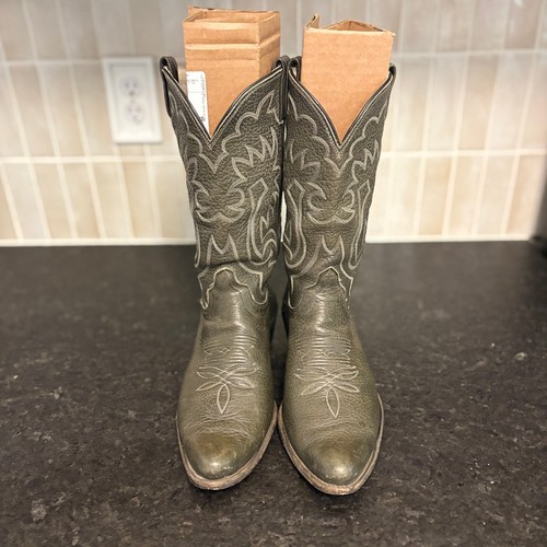 Olathe Men’s Gray Leather Western Cowboy Boots. Made In USA. Sz 10.5D. - Picture 2 of 6