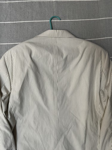 Arnold Brant Silk Cotton Blazer 46L Cream Gray Stripe Jacket Sport Coat - Picture 12 of 12