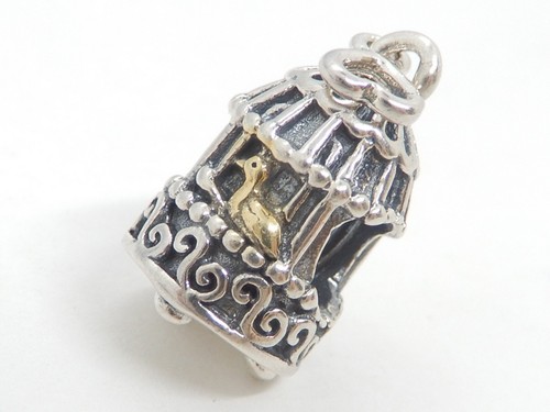 Pandora Silver & 14k Gold Bird Cage Charm 791114 - Picture 4 of 11