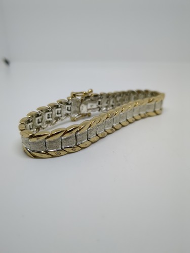 Sterling Silver 925 Two Tone FAS Bracelet 7" - Picture 1 of 6