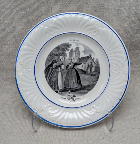Set of 6 Antique Creil & Montereau Plates with Scenes French Country - Picture 4 of 8