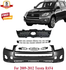 Front Bumper Cover Fascia & Grille Assembly Kit For 2009-2012 Toyota RAV4