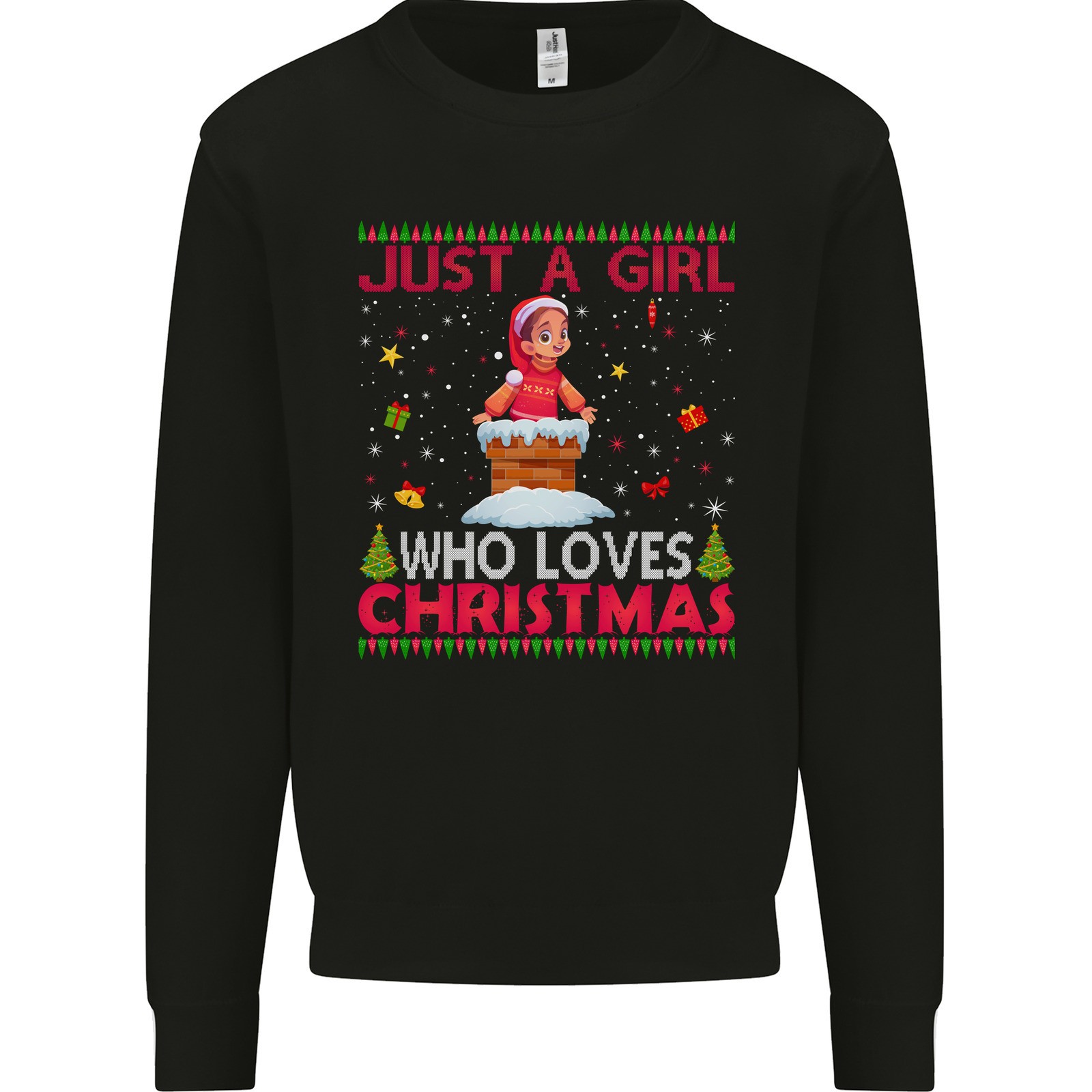 Just A Mädchen Wer Loves Weihnachten Lustig Kinder Sweatshirt Pullover