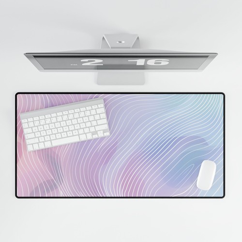 Pastel Wave Desk Mat – Abrstract Large Mouse Pad with Non-Slip Rubber Base - Picture 5 of 13