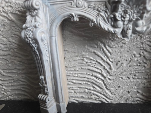 doll house accessories resin grey carved fireplace 1.12 - Picture 4 of 4