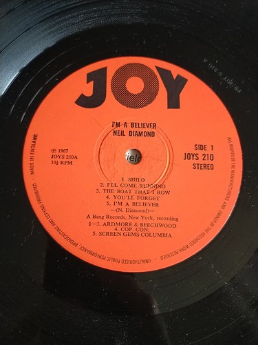 Neil Diamond 12" LP Vinyl JOYS 210 I'm A Believer Stereo - Picture 4 of 10