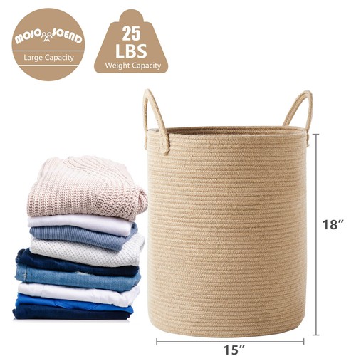 Jute Woven Rope Laundry Basket Hamper for Baby Nursery Kids for Clothes Blanket - Picture 3 of 7