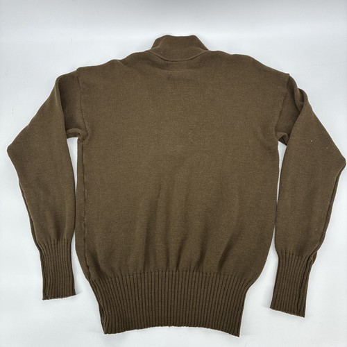 Vintage Military Pullover Herren XL braun Wollpullover 5 Knopf Army 80er USA - Bild 5 von 11