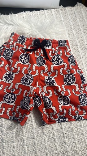 VILEBREQUIN Turtle Print Swim Shorts Kid’s Size 8 Red Trunk - Picture 7 of 11