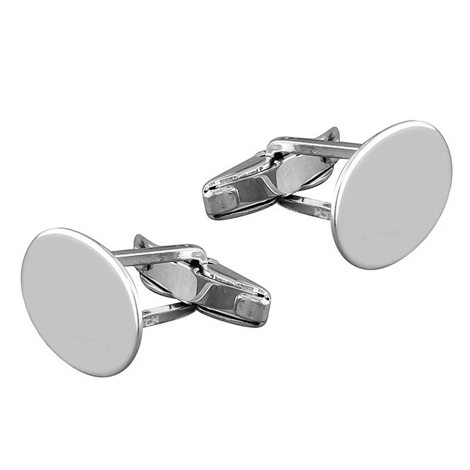 Set Di Gemelli In Argento Sterling Ovale 925 Marchiato Britannico - Immagine 4 di 4