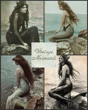 Victorian Mermaid Postcard Print Set Of 10 Antique-Style Ocean Art Wall Decor