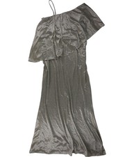 Ralph Lauren Womens Metallic Gown Dress, silver, 8