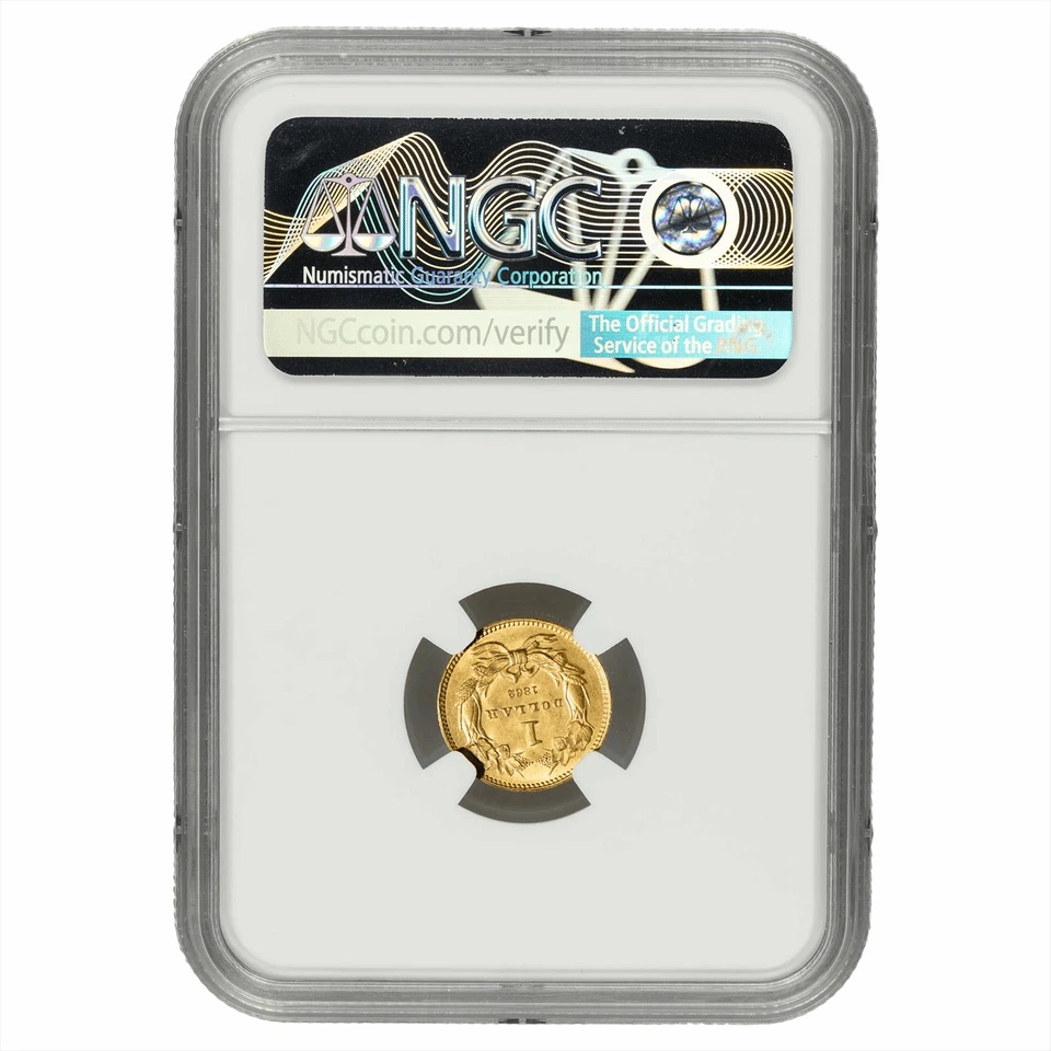 1862 Large Indian Princess Head Gold Dollar $1 NGC MS 62 - Image 2 of 3