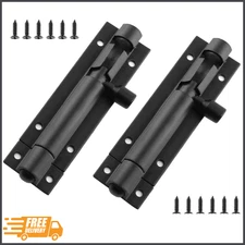 2PCS 3" Door Latch Lock Slide Bolt Heavy Duty Barrel Bolt Matte Black