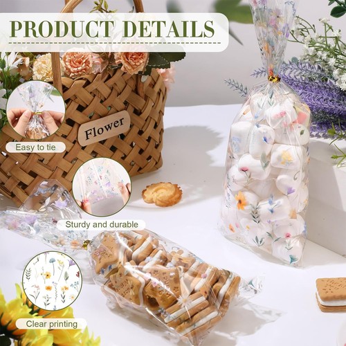 Sweetude 100 Pcs Wildflower Party Cellophane 1 Count (Pack of 100), clear  - Foto 3 di 6