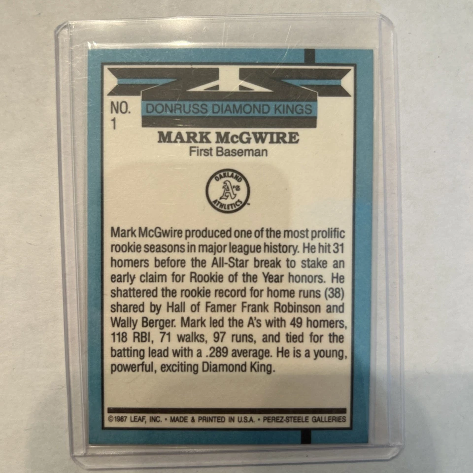 Donruss Diamond Kings 1988 Mark McGwire #1 Ex Foto 2 de 4