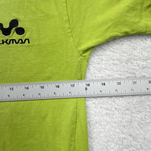 Vintage Walkman Sony T-Shirt Medium 100% Cotton Green Logo Short Sleeve - Picture 5 of 7