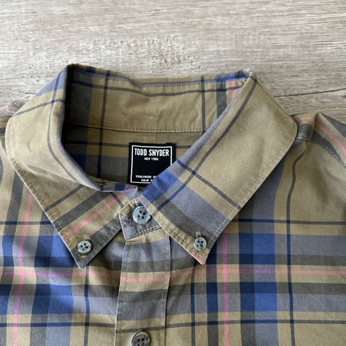 Camicia uomo Todd Snyder slim fit preferita popeline grande marrone quadri - Foto 2 di 12