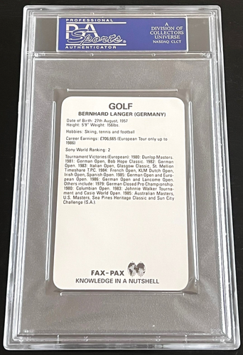 1987 FAX  PAX BERNHARD LANGER  ROOKIE PSA 10 POP ONLY 8 SPORTING PERSONALITIES - Bild 3 von 3