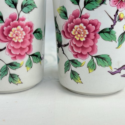 Juego de dos vasos de tocador de baño James Kent Old Foley “Chinese Rose” de colección - Imagen 3 de 12