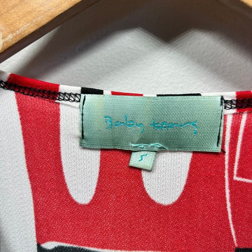 Baby Tears Top VTG 90s Y2k Red Black Abstract BabyDoll Tie Back Knit Tunic S - Picture 4 of 5
