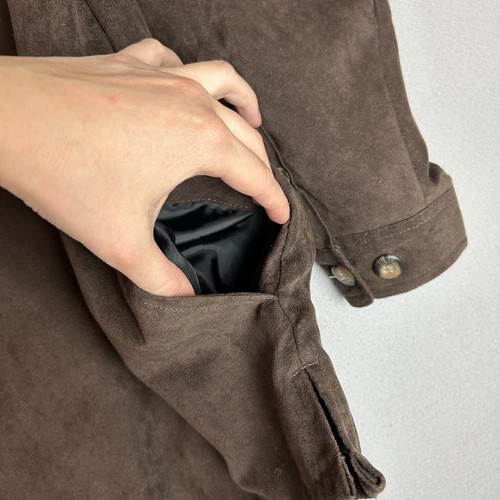 St Johns Bay Suede Leather Mens Sz L Brown Collared Button Up Lined Shirt Jacket - Picture 16 of 21