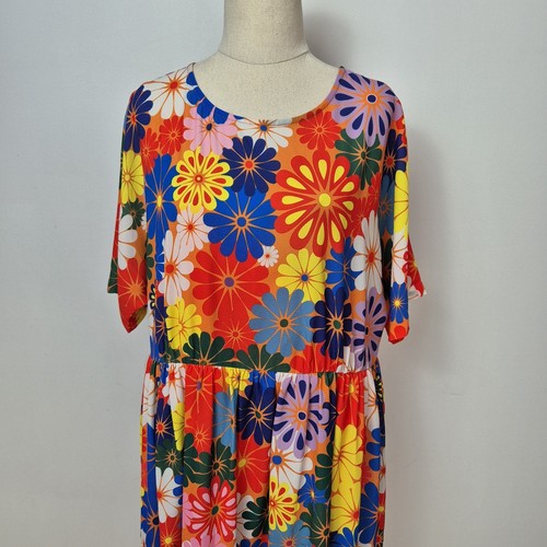 Little Party Dress Maxi Dress Womens Size 12 Floral Bright Pockets Oversized - Picture 2 of 8