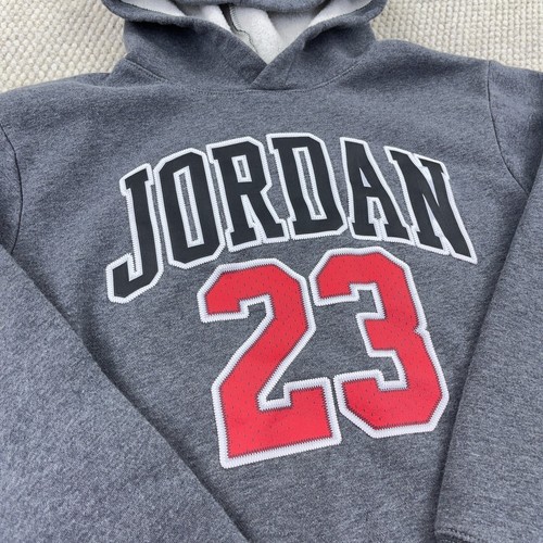 Jordan Hoodie Boys Large Gray Red Sweatshirt Sweater Air Jump Man Youth Cotton - Picture 4 of 11