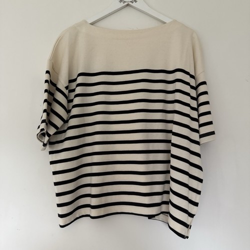 Boden T-Shirt Stripe Cream Black Size XL Boxy - Picture 6 of 6